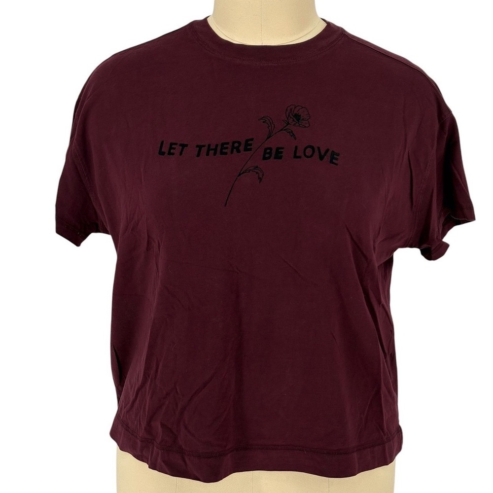 Old Navy Graphic Tee‎ Maroon Let There Be Love 100% Cotton 1X Plus